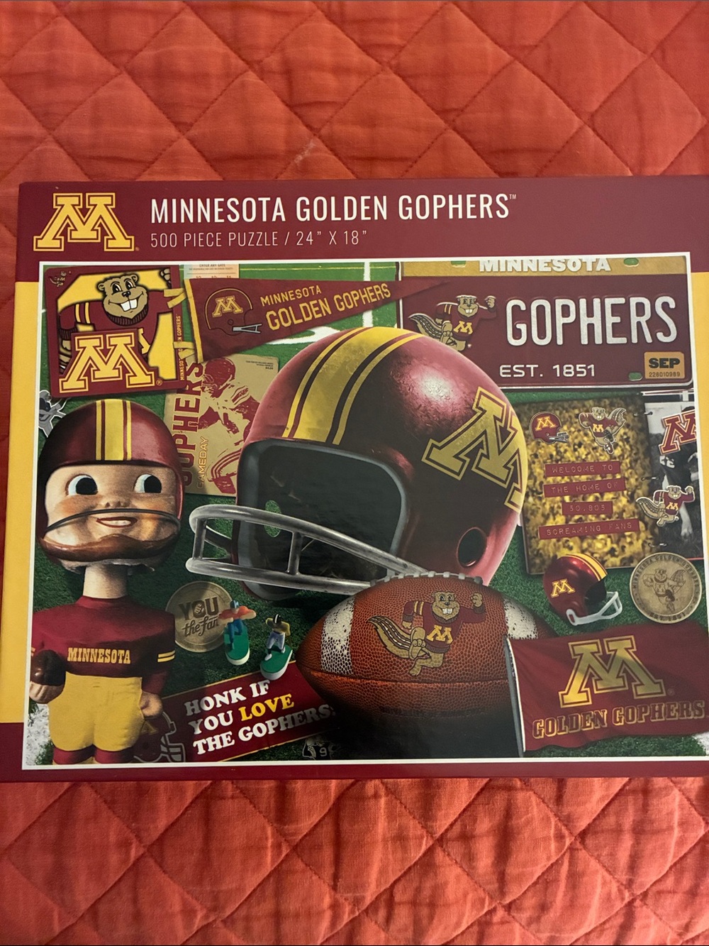 500-Piece Jigsaw Puzzle - Maroon & Gold Gopher Football